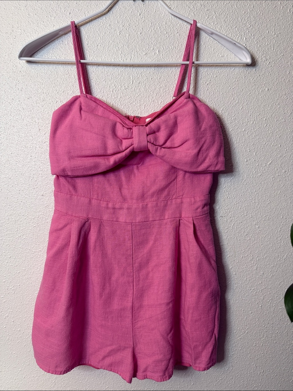 Altar'd State Pink Bow-Front Romper